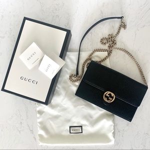 Shoulder Clutch Wallet Chain Black Cross Body Bag